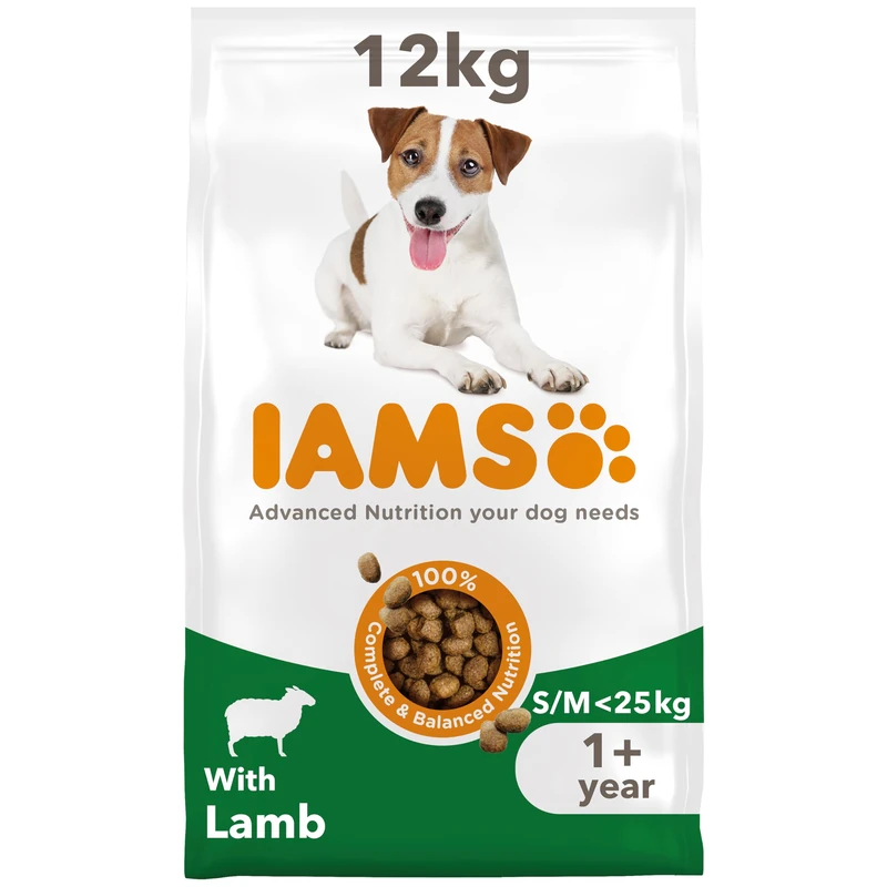 IAMS Adult Small Medium Complete Dry Dog Food Lamb 12kg - With DentalCare System