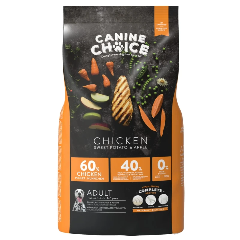 Canine Choice Super Premium Medium Breed Adult Dry Dog Food – Chicken 10kg | 60% Fresh Chicken, Grain-Free Kibble with Sweet Potato & Apple | Hypoallergenic, High Protein, Joint & Digestive Support