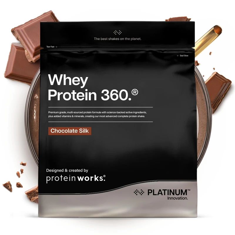 Protein Works | Whey Protein 360 - Platinum Innovation, Premium Whey Protein Blend, Electrolytes, Probiotics, Digestive Enzymes, 26 Vitamins & Minerals, Chocolate Silk, 34 Servings, 1.2lg