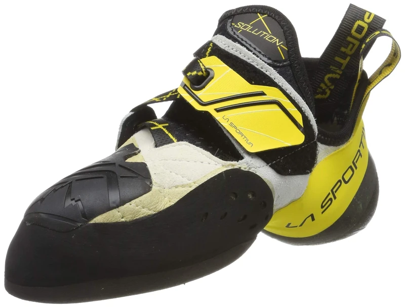 La Sportiva Solution White/yellow, Unisex Kids’ Climbing Shoes, Multicolour (White/Yellow 000), 2 UK (35 EU)