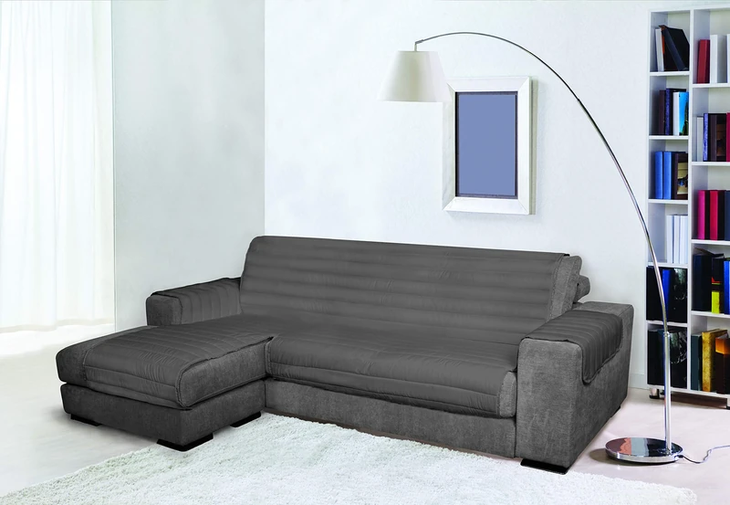 Italian Bed Linen Trendy Waterproof and Doubleface Sofa Cover, Dark Grey 240cm