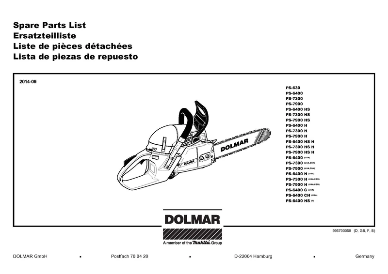 Dolmar 415038720 Deflector Star Complete Original Part PS-6400 HS H