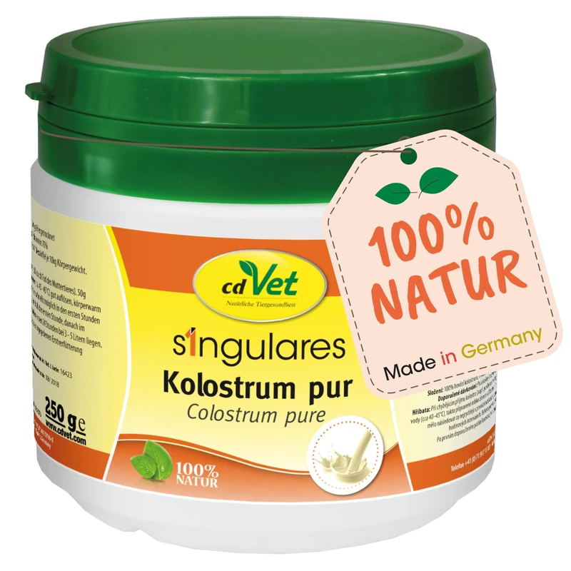cdVet Naturprodukte Singulares Colostrum pure 250 g - Dog, cat, horse - rich in minerals + vitamins + trace elements + amino acids - strengthening the immune system + vitality - appetizing -
