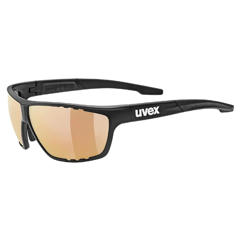 uvex Sportstyle 706 CV V - Sports Sunglasses for Men and Women - Self-Tinting & Mirrored Lenses - Contrast Enhancing - Black Matt/Red - One Size