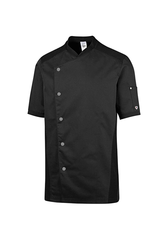BP 1599-485-32-M, Men's short sleeve chef's jacket, 1/2 sleeve, piqué inserts and arm-lift system 215,00 g/m², fabric blend black, M
