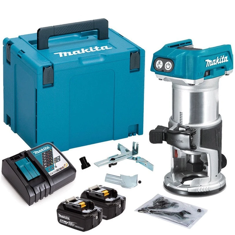 Makita DRT50ZJ 18V 1/4" Laminate Router Trimmer 2 x 4.0Ah Battery Charger & Case