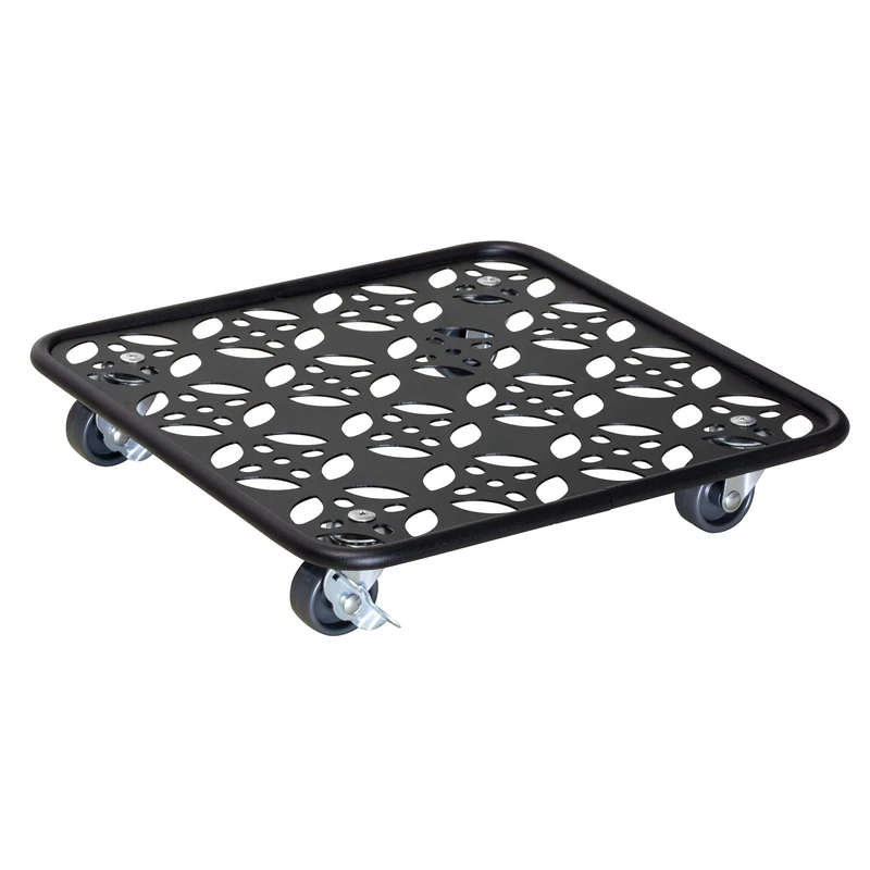 WAGNER Plant trolley BLACK EDITION 30 x 30 x 5,5 I Flower trolley for indoor + outdoor I Container trolley made of steel, taupe coating, with limitation I 2 breaks I Load capacity 60 kg - 20093701