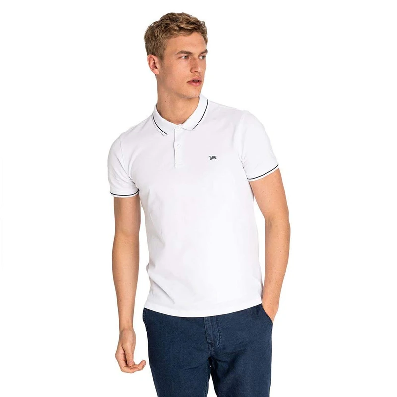 Lee Men's Pique Polo T Shirt, Ecru (Bright White Lj), XL UK