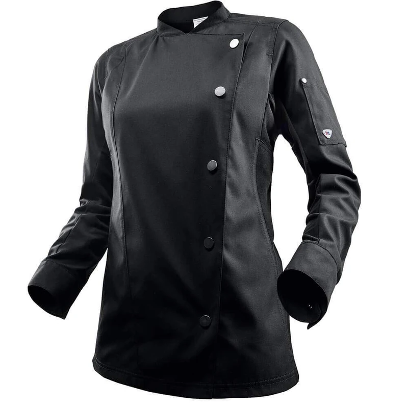 BP 1594-485-32-2XL, Women's chef's jacket, Long sleeve, piqué inserts and arm-lift system 215,00 g/m², fabric blend black, 2XL