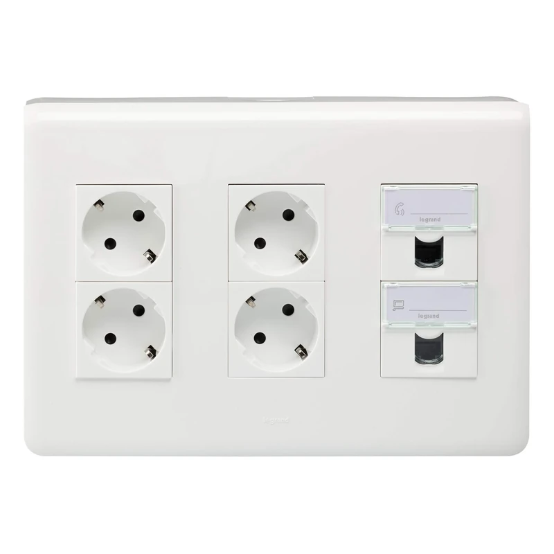 Toma Wall Multiple, Plug Wall Multiple, Schuko, Connector RJ45, LEGRAND