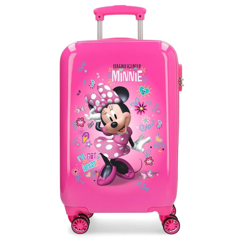 Disney Minnie Stickers Pink Cabin Suitcase 34 x 55 x 20 cm Rigid ABS Combination Lock 32 Litre 2.5 kg 4 Double Wheels Hand Luggage