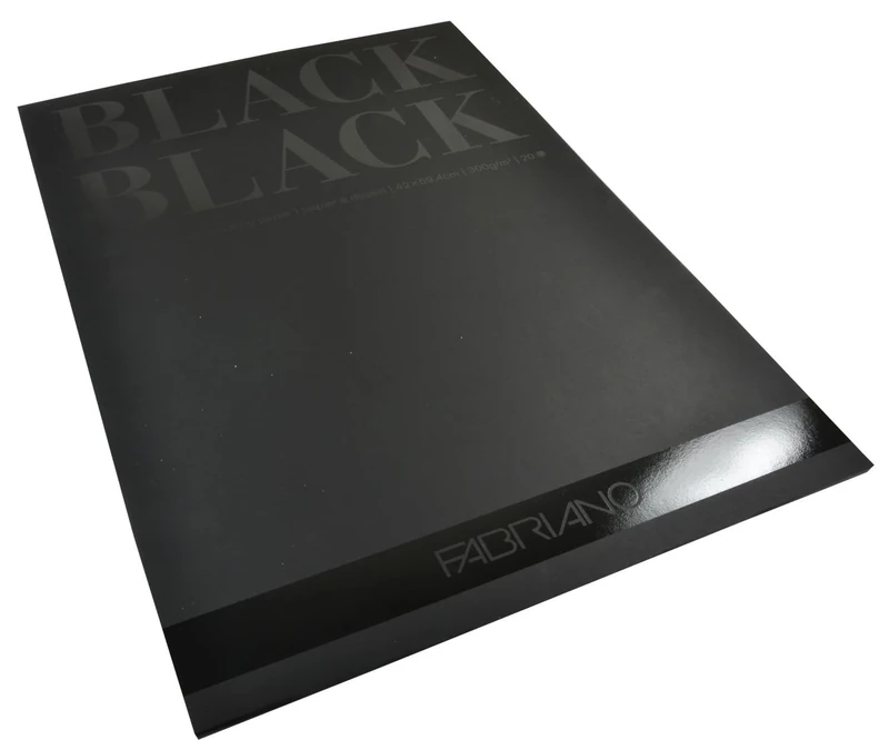 Unbekannt Fabriano Black Pad-Jet Matt Uncoated Surface 300gsm A2-20 Sheets-Ideal for Pastels, Crayons and Markers, Paper, A2