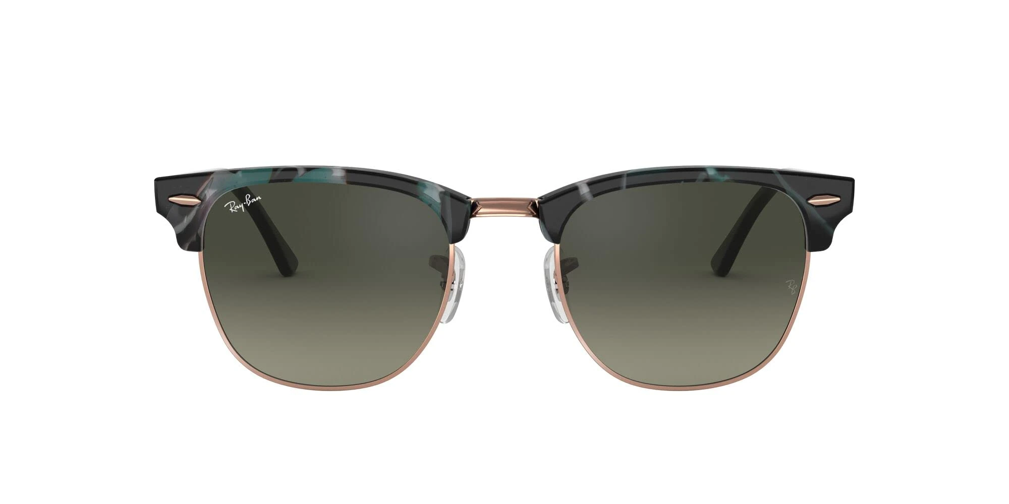 Ray-Ban Men's Clubmaster Sunglasses, Spotted Grey/Green/Light Grey Gradient Dark Grey, 49 mm