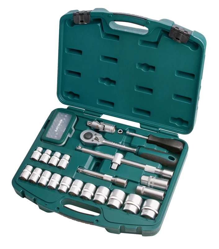 SATINUM 106 Socket and Bit Set 1/4"+1/2", 55 Pieces, Green