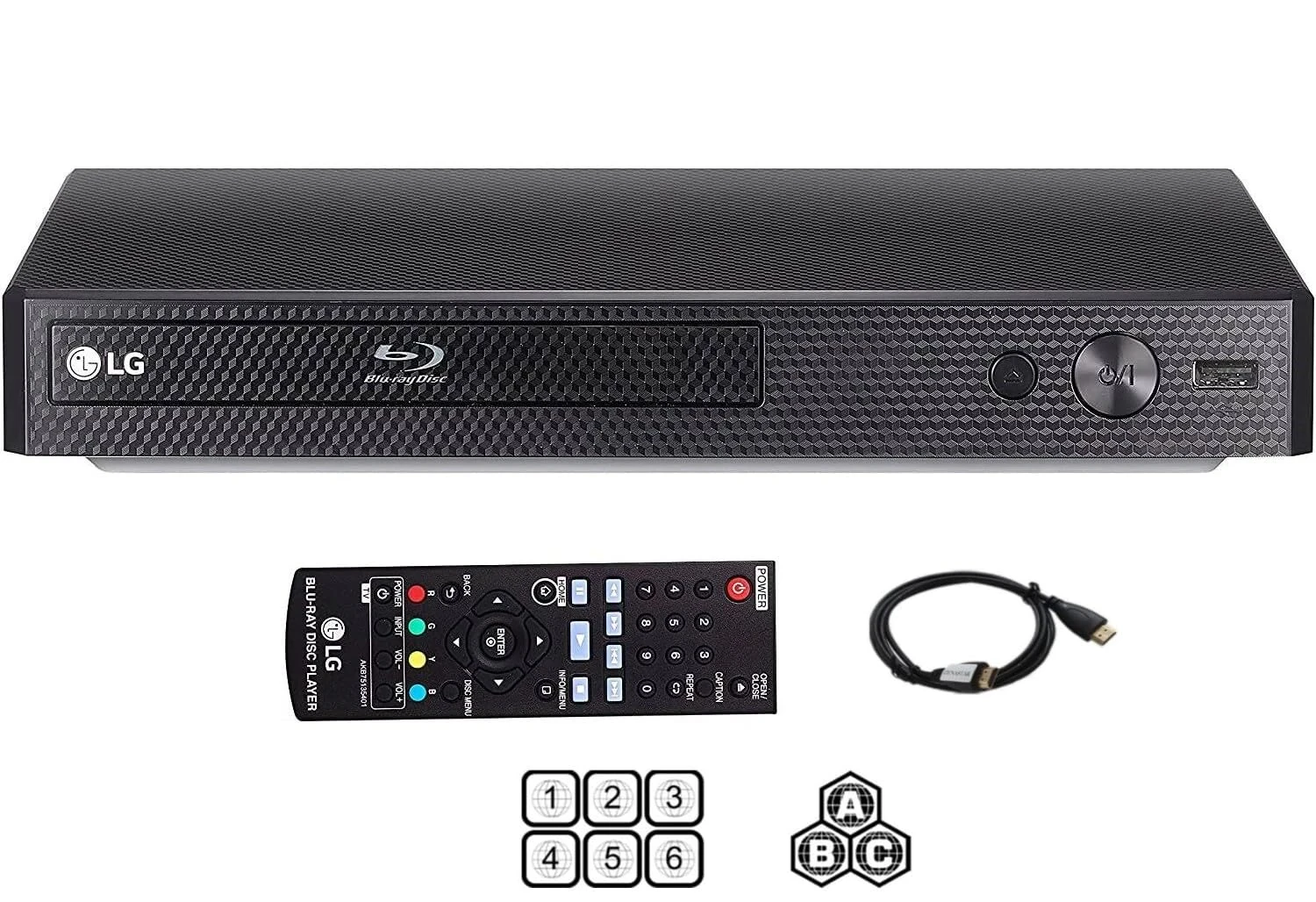 LG BP-250 Region free Blu-ray Player, Multi Region Smart 110-240 Volts, Dynastar 6 foot HDMI Bundle