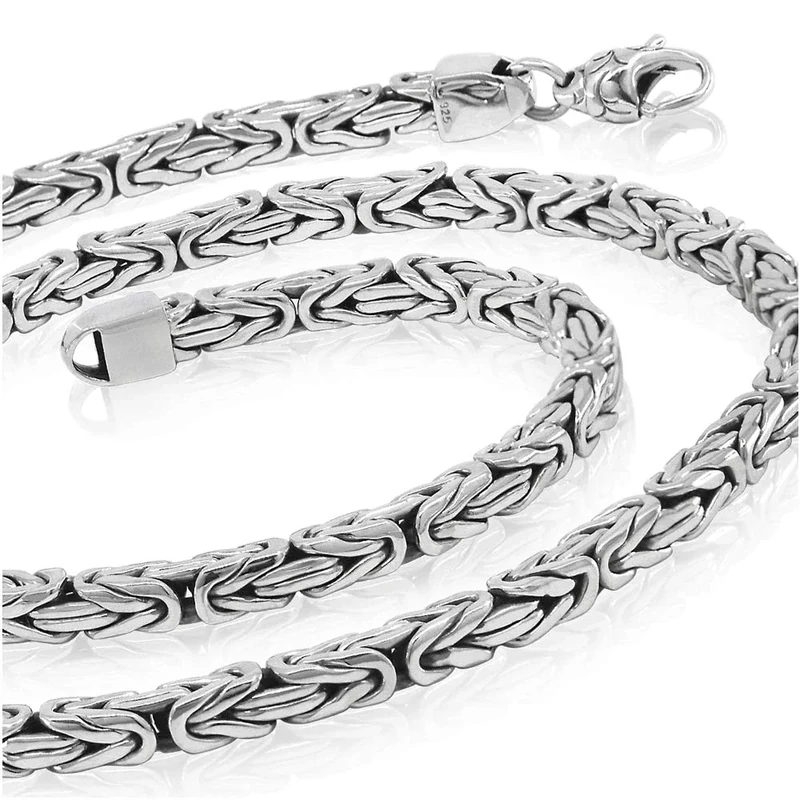 WOVEN ROPE - Solid 925 Sterling Silver Necklace for Men in Different Thicknesses, Metal, No Gemstone