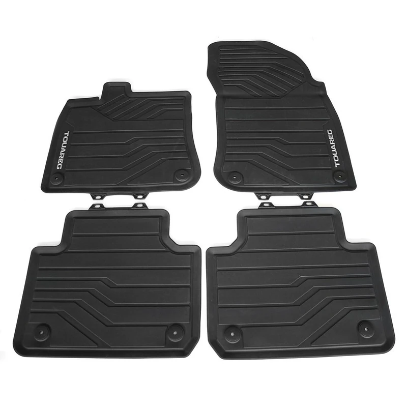 Volkswagen 76106150082V All-Weather Rubber Floor Mats Original Rubber Mats Set of 4 Black with Touareg Lettering
