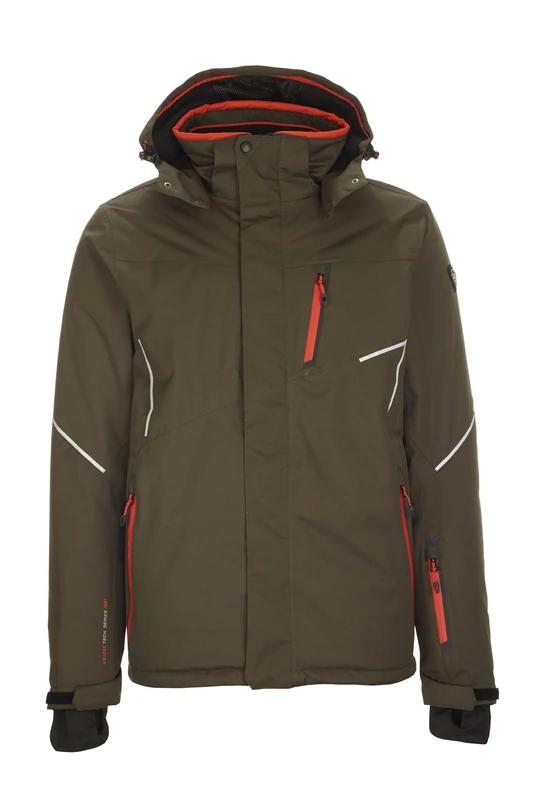 Killtec Zoron Men's Ski Jacket/Functional Jacket with Zip-off Hood and Snow Guard, mens, 32404-000-00749-M, Green-anthracite, M - Image 1