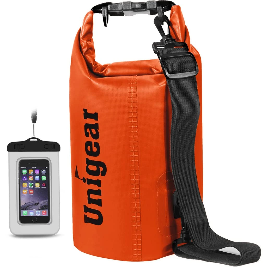 Unigear 5L/10L/20L/30L/40L Dry Bag Sack with Waterproof Phone Case and Long Adjustable Shoulder Strap for Boating, Kayaking, Fishing, Rafting, Swimming, Camping and Snowboarding (Orange, 20L)