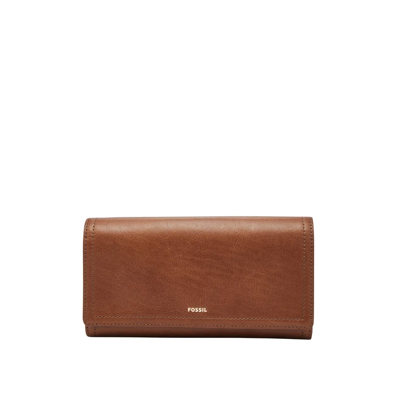 Fossil Women's Logan Flap Clutch Wallet, Brown, One Size