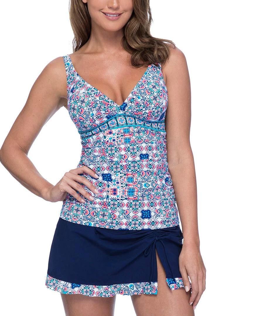 Profile by Gottex Women's Twist Front V-Neck Cup Sized Tankini Top Swimsuit