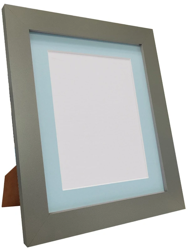 Metro Dark Grey Photo Picture Poster Frame with Blue Mount A1 Image Size A2 (Plastic Glass)
