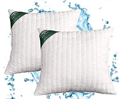 EVERGREENWEB - Pack of 2 Bed Pillows 45x45 cm, Machine Washable Pillows Orthopaedic Great for Cervical Pain with Super Soft Anti Dust Mite Bow Filling