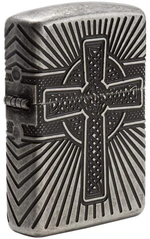Zippo - Windproof Lighter, Celtic Cross, Antique Silver, MultiCut, Refillable, Reusable, Windproof Design, Gift Box, Made in the USA
