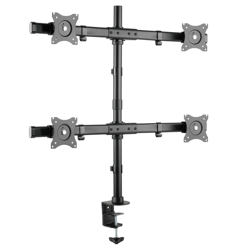 RICOO Quad Monitor Stand Tilt TS8411 Swivel 13-26 Inch VESA 75x75 100x100 Multi Arm Mounting System LED LCD Screen Desk Mount Black