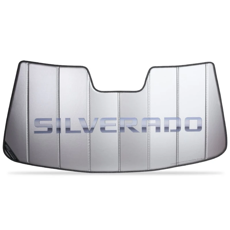 SR1 Performance Chevy Silverado Logo Accordion Style Sunshade - Insulated Silver : Chevy Trucks (2014-2019 With Lane Departure)
