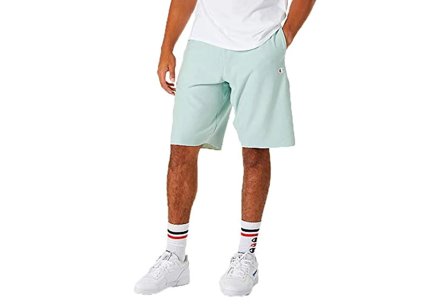 Champion & Urban Outfitters Longline Terry Short, Seafoam Blue, S