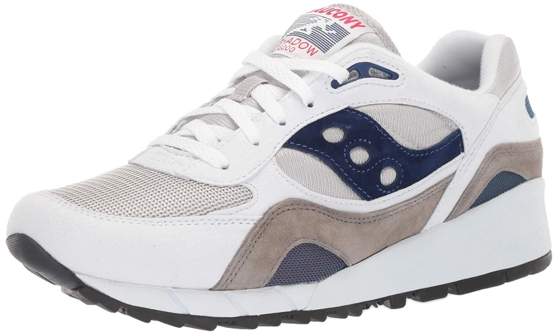 Saucony Unisex-Adult Shadow 6000 Sneaker, White/Grey/Navy, 5 UK