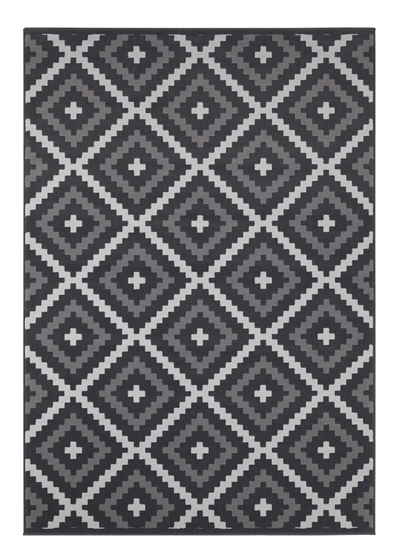 Hanse Home Rug Snug - Short Pile Rug Modern Diamond Design Rugs for Dining Room, Living Room, Children's Room, Hallway, Bedroom, Kitchen - Black Cream 80 x 150 cm