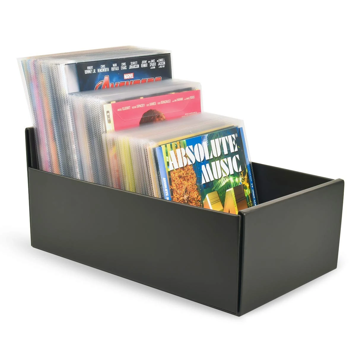 3L DVD / CD / Blu Ray Storage Box For Sleeves - Boxes For DVD Sleeve and CD Pocket Storage - Black - 10290