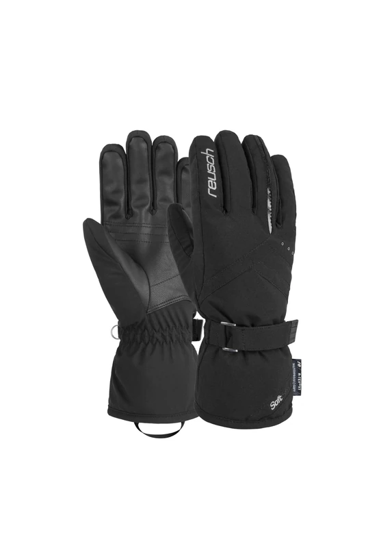Reusch Hannah R-TEX® XT Waterproof, Windproof, Breathable and Warm Softshell Gloves, Winter Gloves, Finger Gloves, Snow Gloves, Ski Gloves for Women, Black/Silver, 6.5