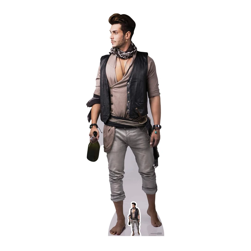 Male Pirate with Bottle of Rum Lifesize Cardboard Cutout with free mini cut out