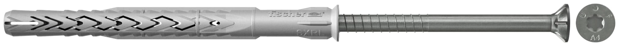Fischer SXRL 8x140 T A4 Multiple Anchor Depths for Attaching Facades, Roof Substructures UVM. in Solid and Perforated Materials, Pack of 50, Item no. 540125, Grey.