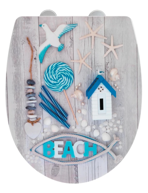WENKO Tapa de WC Beach, Multicoloured, 45 x 36.5 cm