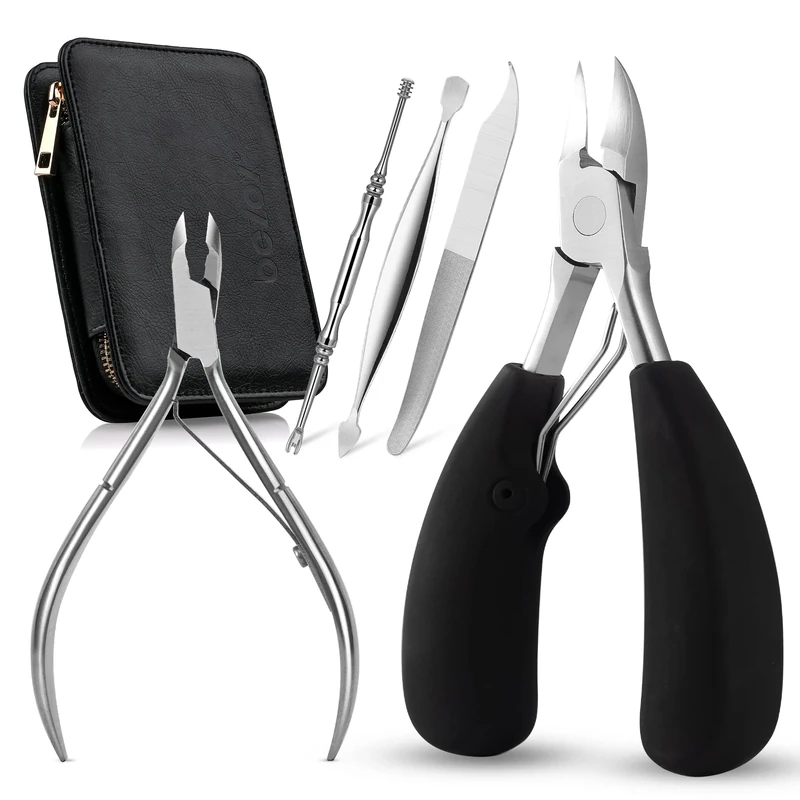 BEZOX Toenail Clippers for Thick and Ingrown Nails, Professional Podiatrist Toenail Nipper for Seniors，Chiropodist Style Toe Nail Clipper Large Heavy Duty & Easy Grip Rubber Handle Toenails Trimmer