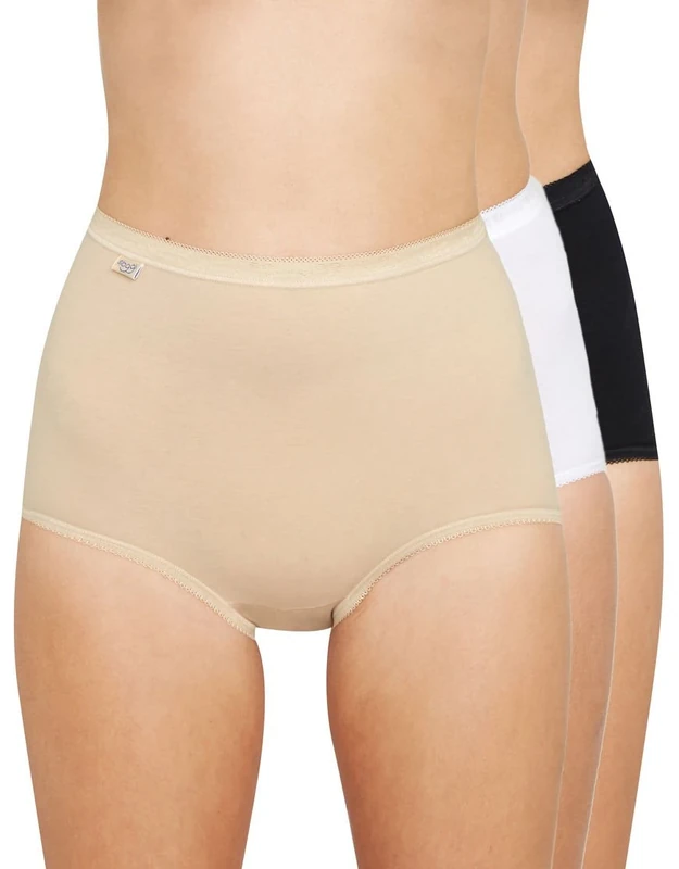 Sloggi Women's Basic+ Maxi Brief, White - Dark Combination 30 (3 Pack)