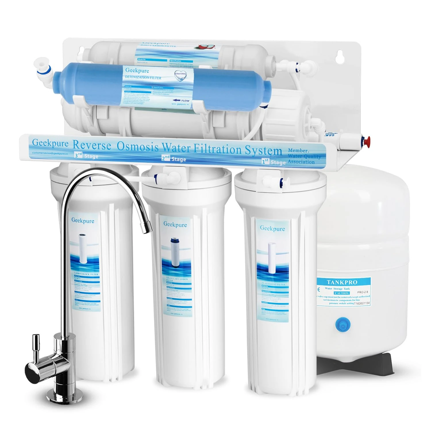 Geekpure 6 Stage Reverse Osmosis Drinking Water Filter System with DI Filter TDS to 0-75 GPD