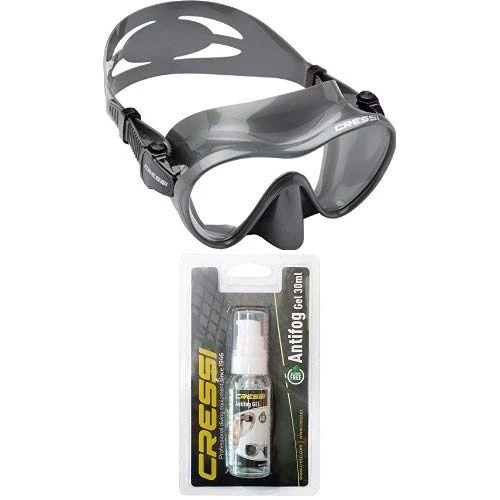 Cressi Adult Unisex F1 Frameless Diving/Snorkeling Mask, Silver with Premium Anti Fog, Gel for Diving Masks/Swim Goggles