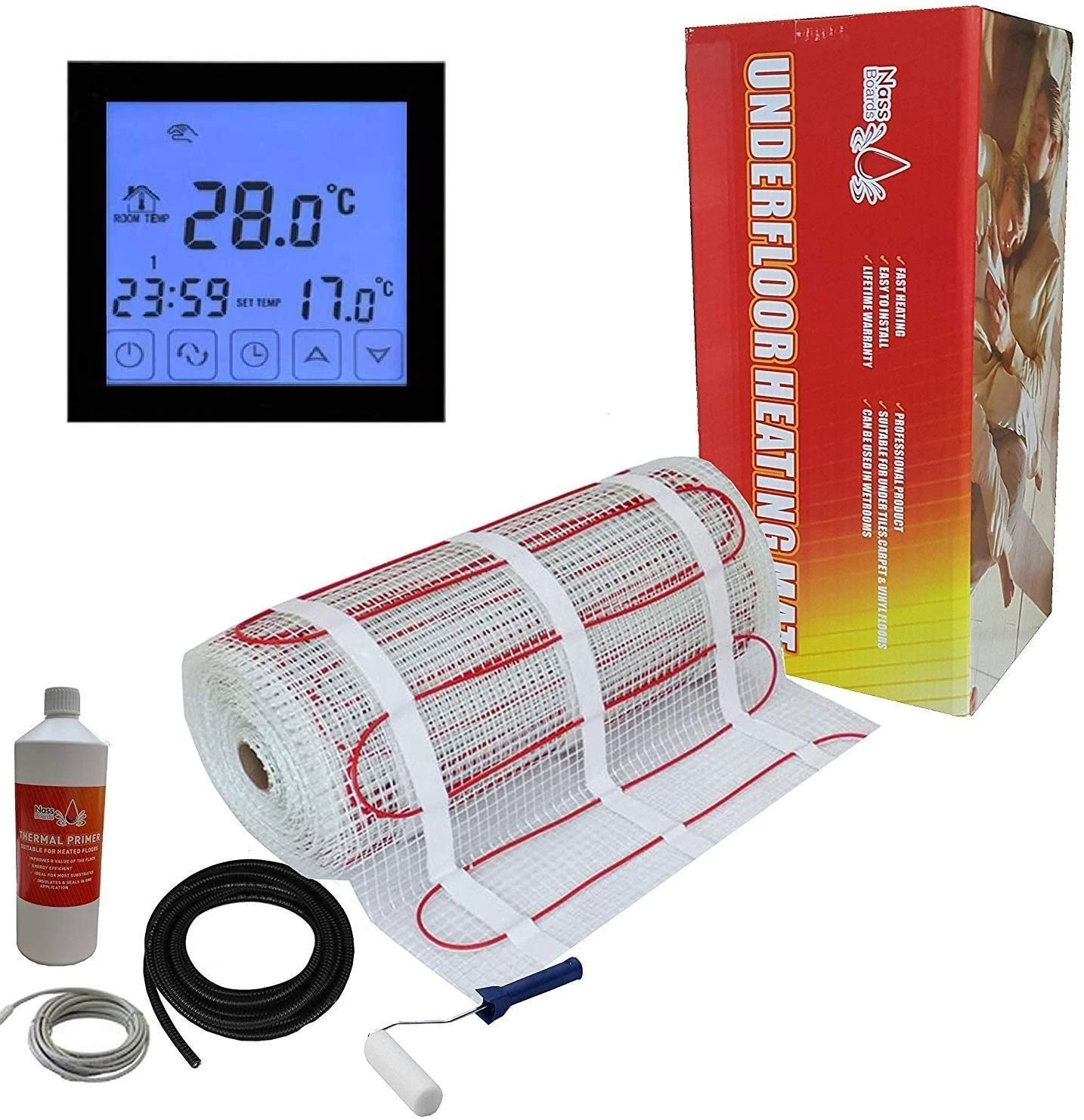 Nassboards Premium Pro Electric Underfloor Heating mat kit 200w per m² - Red Box