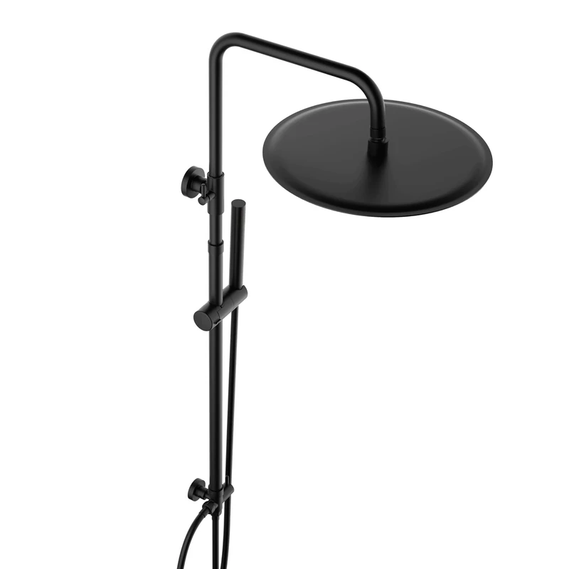 JOHO Matte Black Stainless Steel Shower Column with Shower Head Without Mixer (D30 cm Round)