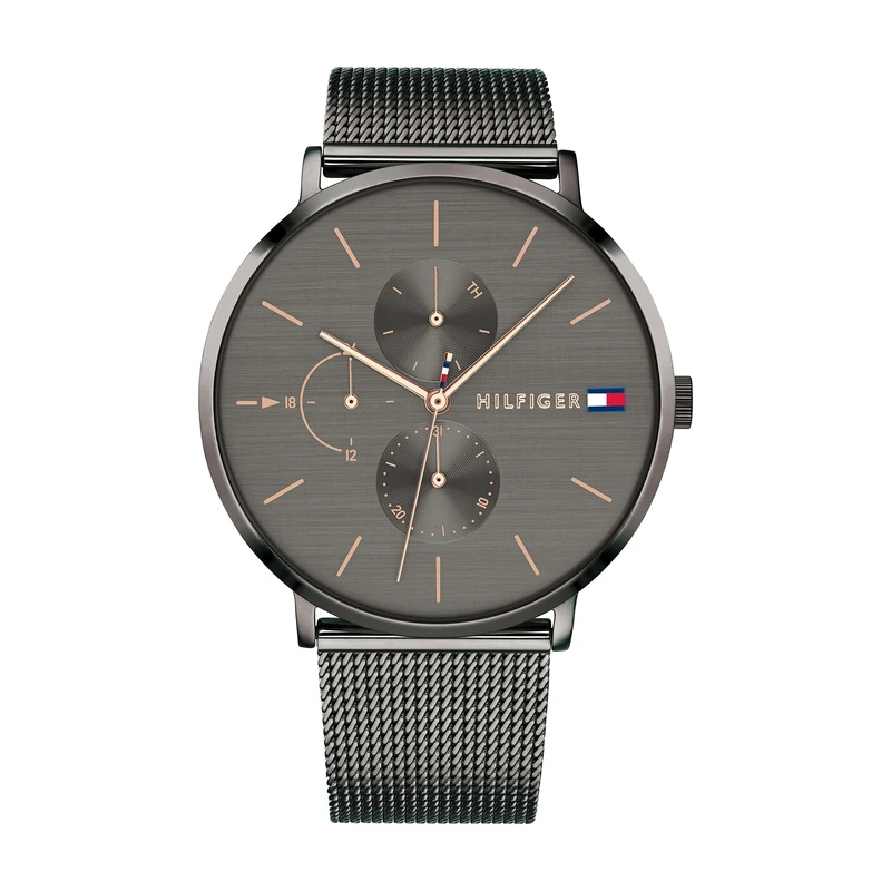 Tommy Hilfiger Women's 40mm Multifunction Quartz Watch - Grey Dial, Stainless Steel Mesh Bracelet, 3 Sub-Dials, 3ATM Water Resistant - 1781945