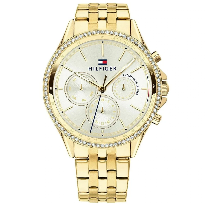 Tommy Hilfiger Analogue Multifunction Quartz Watch for Women with Gold Coloured Stainless Steel Bracelet - 1781977