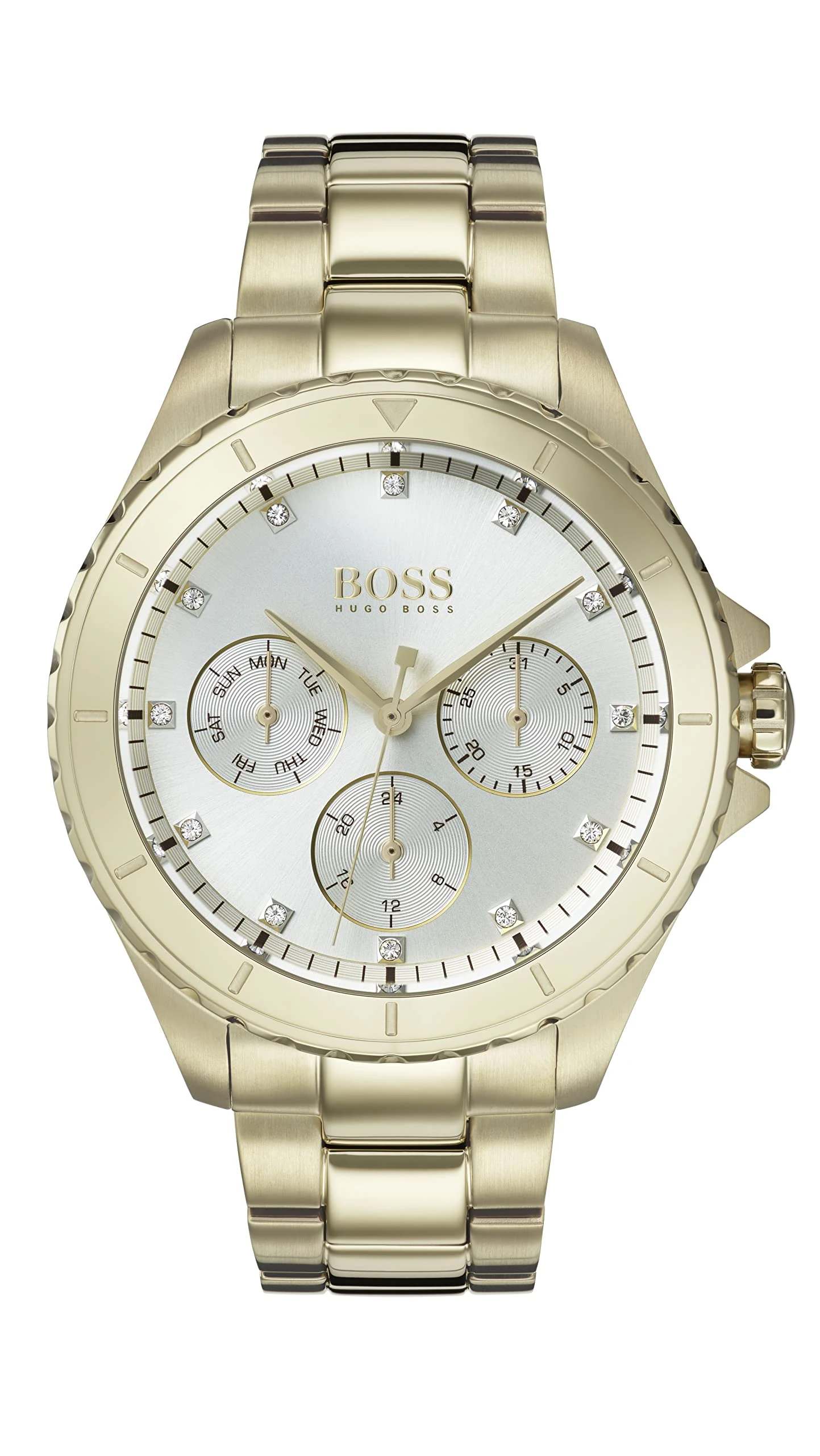 BOSS Analogue Multifunction Quartz Watch for Women with Gold colored Stainless Steel Bracelet, 1502445