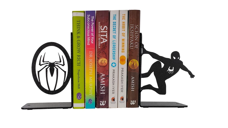HeavenlyKraft Superhero Decorative Metal Bookends,Metal Bookends, Non Skid Book Ends, Book Stopper for Home/Office Decor/Shelves, 7 X 5.5 X 4 inch per Piece - Image 1