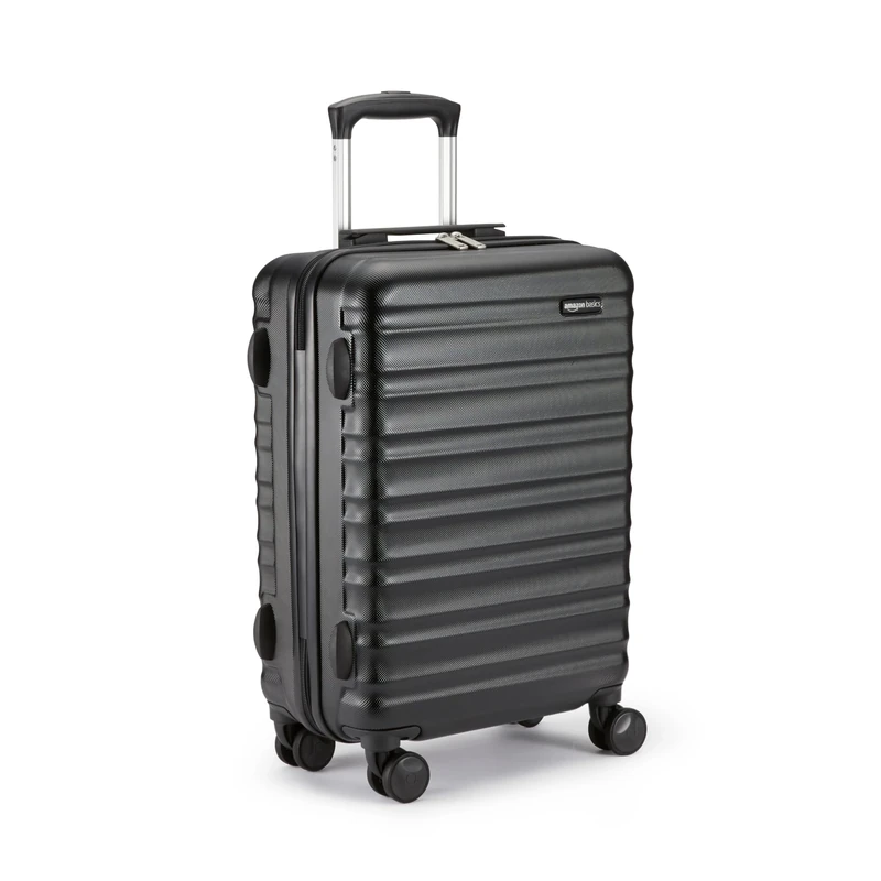 Amazon Basics Hardside Luggage Spinner - 55 cm Cabin Size, Standard, Black, Approved for Ryanair and Most Other Budget Airlines