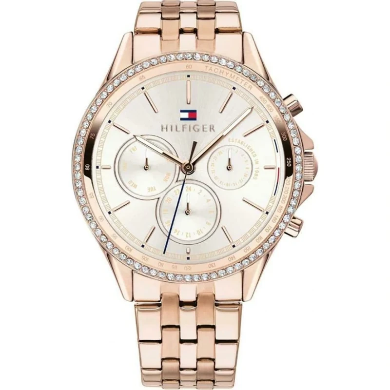 Tommy Hilfiger Analogue Multifunction Quartz Watch for women with Rose gold colored Stainless Steel bracelet - 1781978